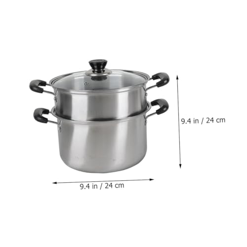 INOOMP Edelstahl Dampfgarer Kochtopf mit Dampfeinsatz Rostfrei Hitzebeständig Leicht zu Reinigen Ergonomische Griffe für Gemüse Knödel und Meeresfrüchte Sicherer Alltags Dämpftopf von INOOMP