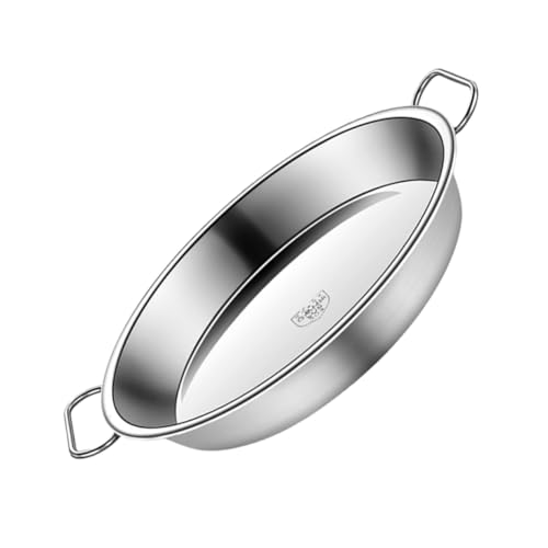 INOOMP Edelstahl Dampfgarer tablett mit Griff Robuste Dampfschale für Gedämpfte Reisgerichte Chinesische Liangpi und Fisch Bauchige Doppelohr form für Küche Picknick und von INOOMP