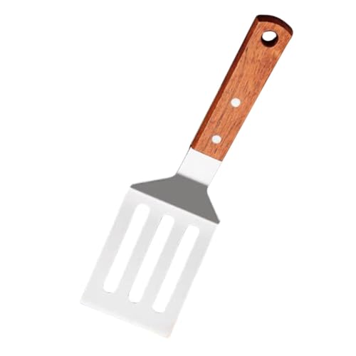 INOOMP Edelstahl Grillspatel mit Holzgriff Hitzebeständig und Langlebig Multifunktionaler Spachtel zum Wenden von Steak Pfannkuchen und Bratgut Küchenwerkzeug zum Grillen und Braten von INOOMP