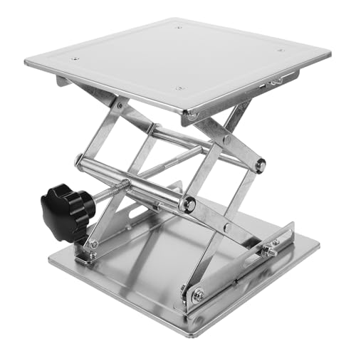 INOOMP Edelstahl-Laborhebeständer - Verstellbarer Scherenwagenheber, Plattformtischhebebock, 200 x 200 mm - Manueller Mini-Tischheber zur Laborunterstützung von INOOMP