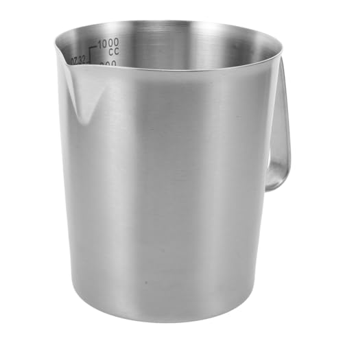 INOOMP Edelstahl Messbecher mit Griff Messskala Vielseitiger Milchaufschäumer und Latte Art Pitcher Ergonomisch für Milch Saft Kaffee und Cocktails Geeignet von INOOMP