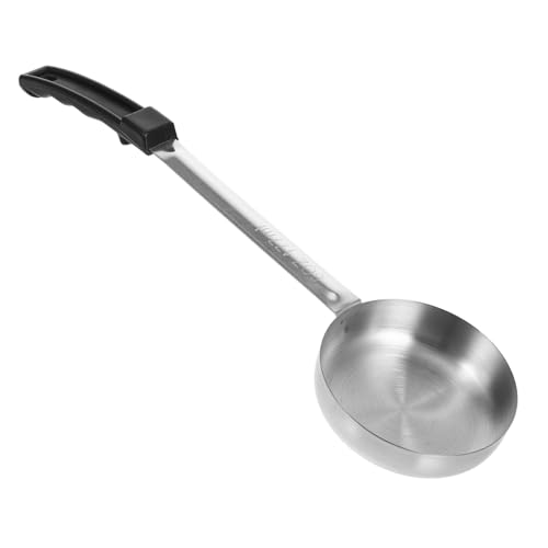 INOOMP Edelstahl Soßenkelle Hitzebeständig Flacher Boden Ergonomischer Griff Vielseitig für Pizza und Tomatensoße Küchenportionierer Schwarz für Restaurant und Haushalt von INOOMP
