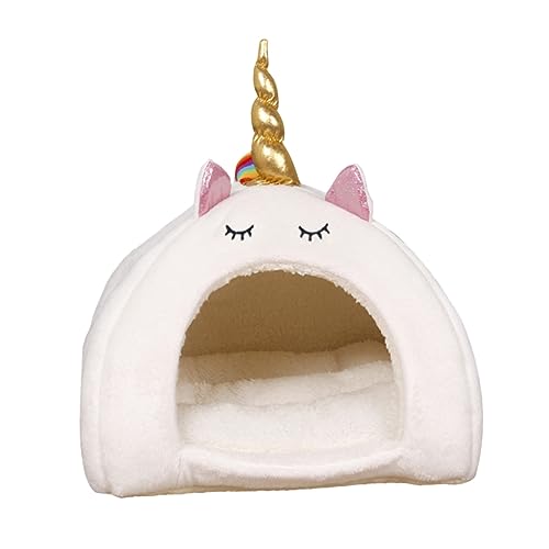 INOOMP Einhorn Schlafnest Warmes Bett Für Hamster Kaninchen Und Kleine Tiere Weiß Für Zuhause Und Unterwegs von INOOMP