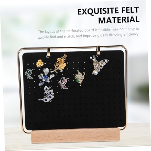 INOOMP Enamel Pin Organizer Seitiges Filzdisplay mit Stabiler Holzbasis Flexible Anordnung Kratzfester Schmuckhalter für Broschen und Anstecknadel Sammlung Eleganter Schreibtischständer von INOOMP