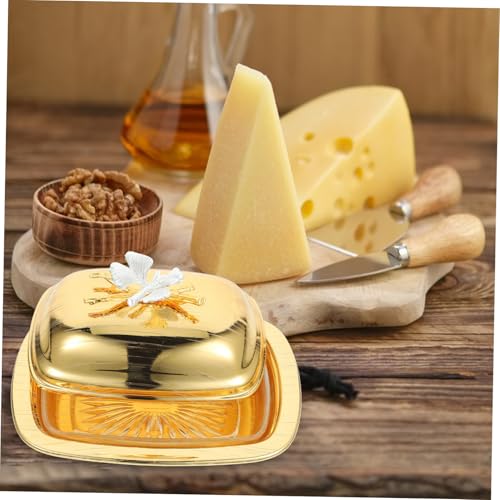 INOOMP Europäische Butterdose mit Deckel aus Robustem Eisen Vielseitige Servierplatte für Butter Käse und Snacks Leicht zu Reinigen Praktische Küchenaufbewahrung von INOOMP