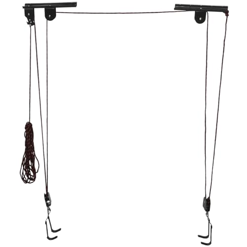 INOOMP Fahrradlift Deckenhalterung Tragkraft Fahrrad Hebehaken für Garage Indoor Fahrradaufhängung Wandmontage Platzsparend Robust Schwarz von INOOMP