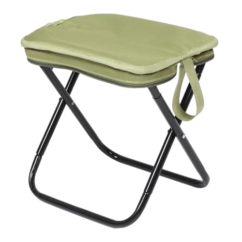 INOOMP Faltbare tragbare Pferdeblatte Tragbarer Outdoor-Hocker Campinghocker Stuhl Campingstuhl kompakt Mini-Klapphocker Angelstuhl im Freien Tragehocker Kohlenstoffstahlrohr Olivengrün von INOOMP