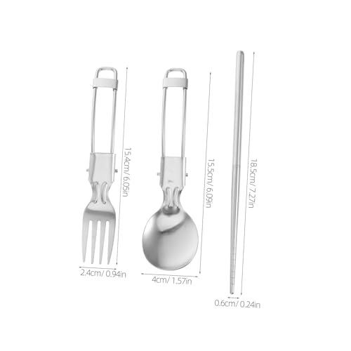 INOOMP Faltbares Edelstahl besteckset Löffel Gabel Essstäbchen Tragbar Reise Camping Outdoor Wiederverwendbar Leicht zu Reinigen Multifunktional mit Etui von INOOMP
