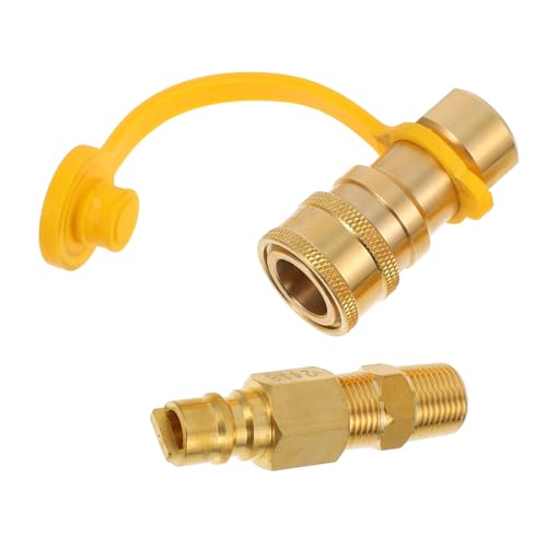 INOOMP Gas Schnellverbinder American Standard Gewinde Messing Schnellkupplung für Grill und Gasofen Männlicher Gasstecker Kompatibel mit Gasleitungen Einfache Installation von INOOMP