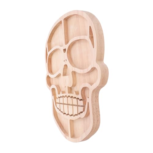 INOOMP Halloween Charcuterie Board aus Holz Schädel Snackplatte mit Unterteilungen für Brot Käse und Obst Stilvolles Servierbrett für Partys und Festliche Anlässe Langlebig und Leicht zu von INOOMP