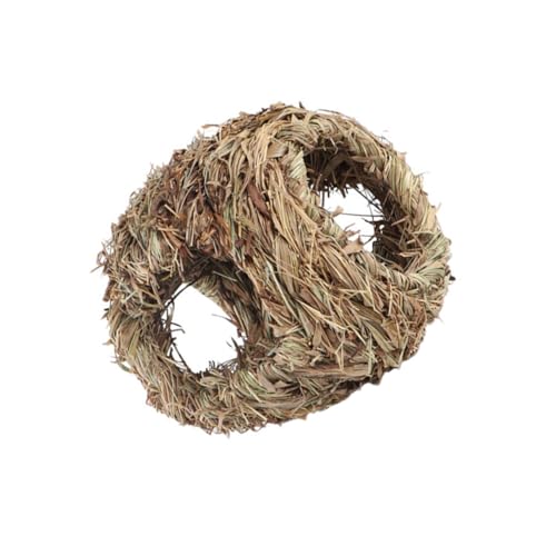 INOOMP Handgefertigtes Vogelnest mit 4 Löchern Handgewebtes Naturgras dekor für Garten Langlebig Natürliches Material Hellgelbe Farbe als Kreatives Vogelspielplatz zubehör und von INOOMP