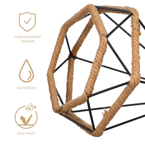 INOOMP Handgewebter Lampenschirm aus Metallseil Pendelleuchte mit Universeller Fassung Effektive Lichtstreuung Dekorativ für Flur Schlafzimmer Esszimmer Schwarzes Metall-diamant-design von INOOMP