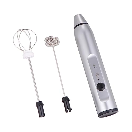INOOMP Handheld Wiederaufladbarer Schneebesen Elektrischer Milchaufschäumer mit Geschwindigkeitsstufen zum Mixen von Eiern und Milch Silber INOOMP Handheld Wiederaufladbarer Schneebesen Elektrischer Milchaufschäumer mit Geschwindigkeitsstufen zum Mixen von Eiern und Milch Silber von INOOMP