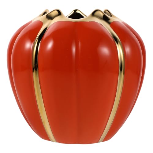 INOOMP Herbst-Utensilienhalter: Kürbisförmiger Keramikbehälter, Herbst-Besteckhalter für Esstisch, Ernte-Aufbewahrungsdekor und Thanksgiving-Utensilien-Organizer von INOOMP