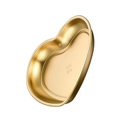 INOOMP Herzförmige Edelstahl Snackschale Grillplatte Gold Klein Mehrzweck Dessert Obstteller für Hotel Familie Party Romantisches Serviergeschirr Wiederverwendbar von INOOMP