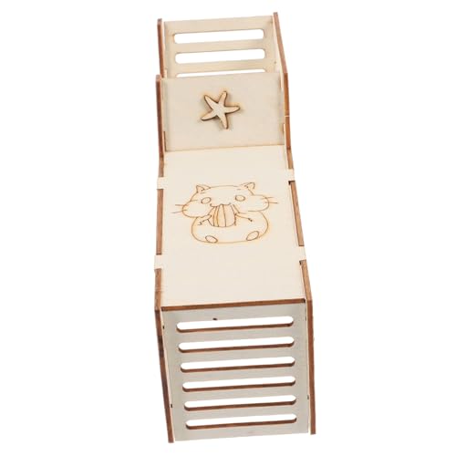 INOOMP Holz Hamsterhaus mit Rampe Kleines Versteck und Spielhaus für Meerschweinchen Eichhörnchen und Kleintiere Natürlicher Rückzugsort zur Beschäftigung und Stressreduktion im Käfig von INOOMP