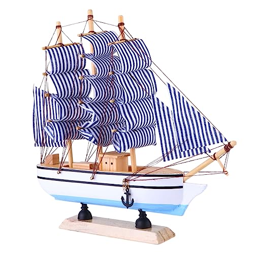 INOOMP Holz Segelboot Modell Mediterranes Design Nautische Deko Retro Küstenthema Schreibtisch Ornament Geschenkidee für Büro Wohnzimmer von INOOMP