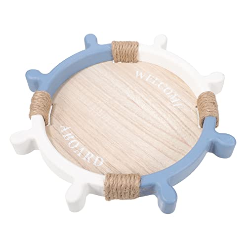 INOOMP Holz Serviertablett im Mediterranen Dekoratives Teetablett mit Strandmotiv für Zuhause Restaurant und Hotel zum Servieren von Speisen und Getränken von INOOMP
