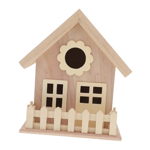 INOOMP Holz Vogelhaus mit Doppeltem Fenster Breiter Eingang Atmungsaktives Nistkasten DIY für Kleine Singvögel Wetterfestes Outdoor Vogelhäuschen zum Bemalen und Aufhängen im Garten von INOOMP