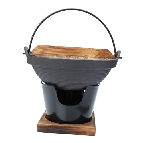 INOOMP Japanischer Gusseisen Sukiyaki Hot Pot Stabiles Antihaftbeschichtetes Kochgeschirr Gleichmäßige Wärmeverteilung Praktisches Camping für Outdoor und Zuhause von INOOMP