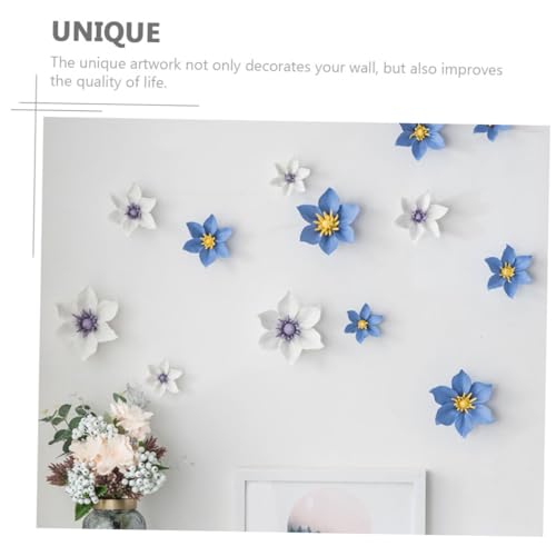 INOOMP Keramik Blumen Wanddeko Clematis Wandornament Weiß Dekorative Blüten Wandkunst für Zuhause Wohnzimmer Büro Schlafzimmer Stilvolle Wandgestaltung von INOOMP