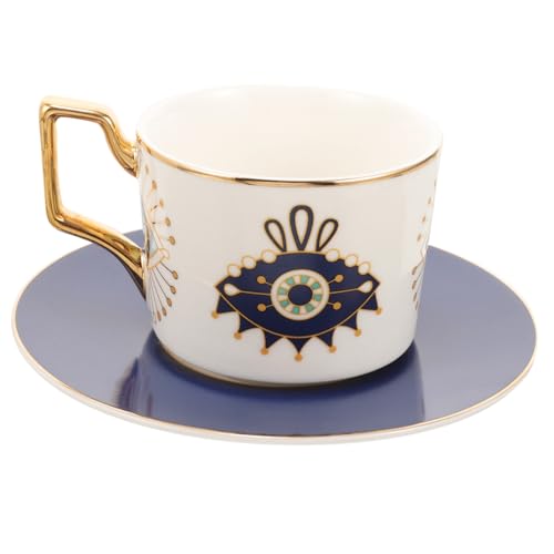 INOOMP Keramik Kaffeetassen mit Untertasse Evil Eye Muster Vintage Stil Vielseitig für Kaffee Tee Saft Spülmaschinenfest Stilvolles Design für Zuhause und Nachmittagstee INOOMP Keramik Kaffeetassen mit Untertasse Evil Eye Muster Vintage Stil Vielseitig für Kaffee Tee Saft Spülmaschinenfest Stilvolles Design für Zuhause und Nachmittagstee von INOOMP