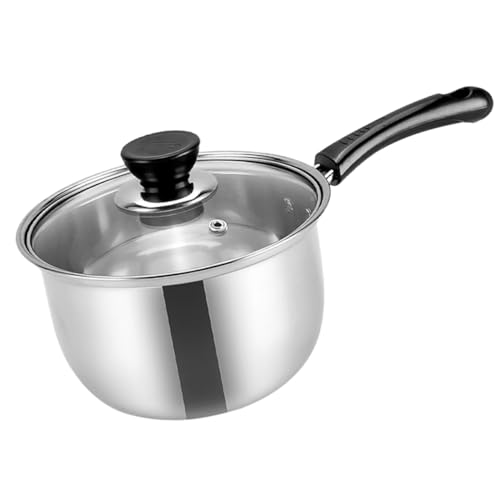 INOOMP Kleiner Hitzebeständiger Edelstahl Milchtopf mit Transparentem Glasdeckel Multifunktionaler Antihaft Kochtopf für Induktion Gas und Elektroherde zum Kochen und Dünsten von INOOMP