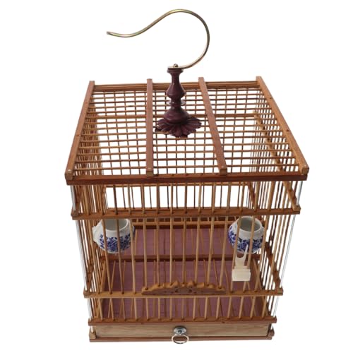 INOOMP Kleiner Rechteckiger Vogelkäfig aus Karbonisiertem mit Aufhängung und Herausnehmbarem Boden Dekoratives Retro Vogelhaus für Wellensittiche Zosterops und Goldfinken für Innen und von INOOMP