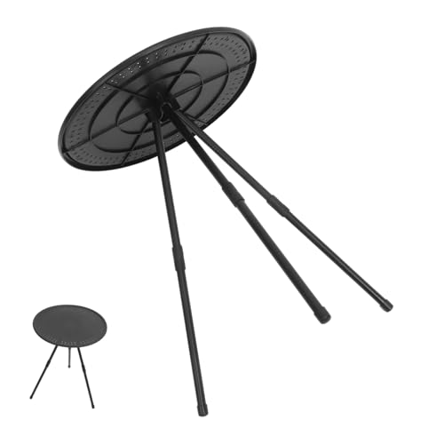 INOOMP Kompakter Runder Klapptisch Tragbar Verstellbar Stabiler Outdoor Campingtisch Faltbar für Camping Picknick Grillen Strand und Garten Vielseitiger Tragbarer Beistelltisch von INOOMP
