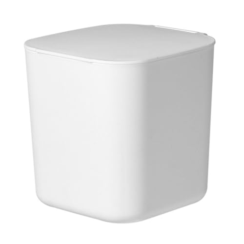 INOOMP Kompakter Schreibtisch Abfalleimer Flip deckel Weiß Kunststoff Müllbehälter Vielseitiger Papierkorb für Büro Wohnzimmer Küche Desktop von INOOMP