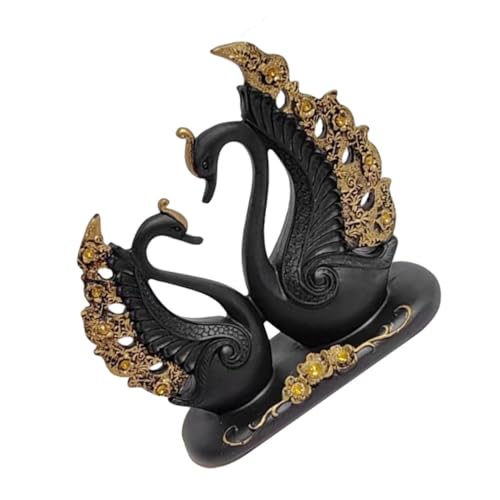 INOOMP Liebespaar Schwan Gartenfigur aus Resin Kleine Dekorative Gartenskulptur Wetterfeste Deko für Terrasse und Innenraum Hübsche Geschenkidee zu Weihnachten von INOOMP