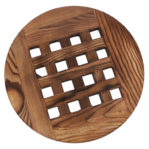 INOOMP Massivholzblütenhalter Bewegliche Pflanztöpfe drinnen Blumentopf Steht im Freien groß runder Pflanzer Inhaber klein Pflanztöpfe aus Holz Tablett Basis für Blumentöpfe hölzern Braun von INOOMP