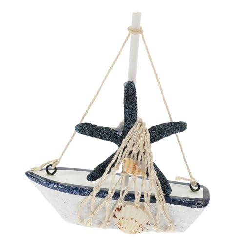 INOOMP Mediterranes Segelboot Ornament aus Holz Dekoratives Segelboot für Tisch Deko Wohnkultur für Wohnzimmer Schlafzimmer und Vielseitige Handgefertigte Kunst mit Einzigartigem Design von INOOMP