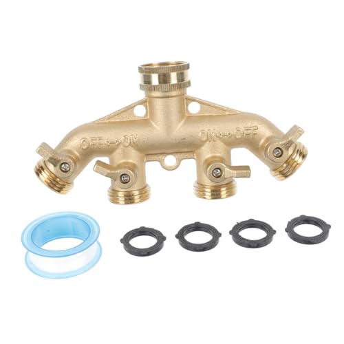 INOOMP Messing Wege Wasserverteiler Schlauchanschluss Verteiler mit Absperrventilen für Gartenbewässerung Robuster Kupfer Hahnanschluss zur Gleichzeitigen Nutzung Mehrerer Schläuche INOOMP Messing Wege Wasserverteiler Schlauchanschluss Verteiler mit Absperrventilen für Gartenbewässerung Robuster Kupfer Hahnanschluss zur Gleichzeitigen Nutzung Mehrerer Schläuche von INOOMP