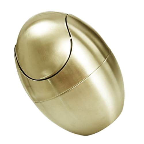 INOOMP Mini Desktop Mülleimer Gold Eierform Schwingdeckel Kompakter Abfallbehälter Für Büro Bad Schreibtisch Stilvolle Tischplatte Müllbox INOOMP Mini Desktop Mülleimer Gold Eierform Schwingdeckel Kompakter Abfallbehälter Für Büro Bad Schreibtisch Stilvolle Tischplatte Müllbox von INOOMP
