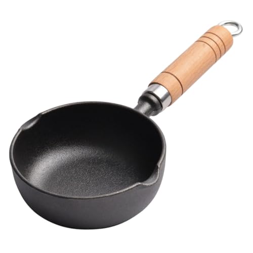 INOOMP Mini Gusseisen Öl topf Kleiner Butter schmelztopf mit Holzgriff Vielseitiger Mini Bratpfanne für Eier Schmelzen von Butter Käse und Öl Gleichmäßige Hitzeverteilung von INOOMP