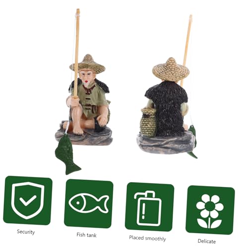 INOOMP Miniatur Fischerfigur PVC Robust Langlebig Dekorativ für Aquarium Teich Garten Lebensecht Gestaltet Kompakt Leicht Tragbar Lebendige Mikro-Landschaft für Fischbecken und von INOOMP