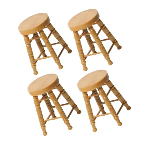 INOOMP Miniaturhocker -Ornamente Mini-Stuhl zum Basteln Puppenhaus-Miniaturmöbel Mini- -Ornament-Miniaturen Mini-Hocker Miniatur-Hocker zum Basteln Miniatur-Hocker- Holz Beige von INOOMP