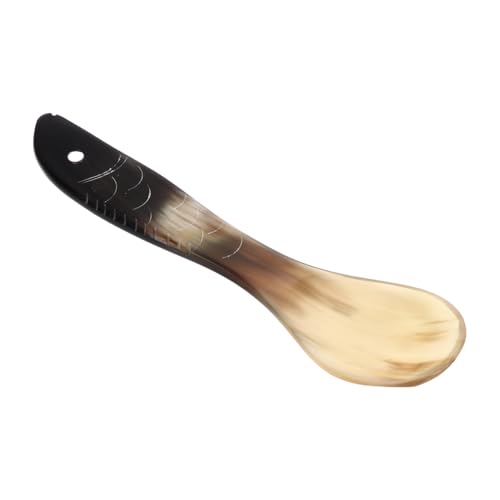 INOOMP Natürlicher Ox Horn Teelöffel Handgefertigter Suppenlöffel und Kaffeelöffel Langlebig Glatte Oberfläche für Küche Tee und Kaffee Robust und Rostfrei von INOOMP