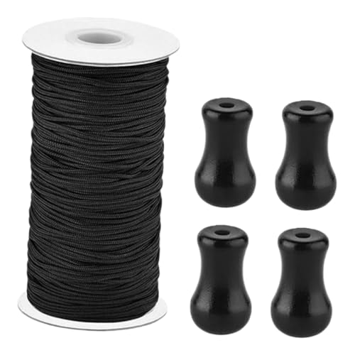 INOOMP PVC Schnurzug Endknöpfe für Jalousien Schwarzes Fensterrollo Zugschnur mit Robusten Langlebigen PVC Kordeltropfen Geeignet für Rollo Jalousien und Plissee Vorhänge Einfache DIY von INOOMP