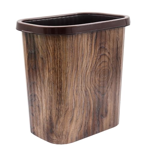 INOOMP Plastik Müllbehälter Rechteckig ohne Deckel mit Holzmaserung Großer Haushaltsabfallkorb für Wohnzimmer Vielseitiger Küchen Badmülleimer Modernes Design für Ordentliche Wohnräume von INOOMP
