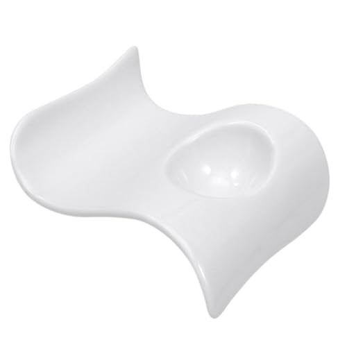 INOOMP Praktischer Eierbecher aus Weißer Keramik Kreativer Eierhalter mit Wellen Design Rutschfestes Tablett für Frühstück und Haushalt Leicht zu Reinigen und Vielseitig Einsetzbar von INOOMP