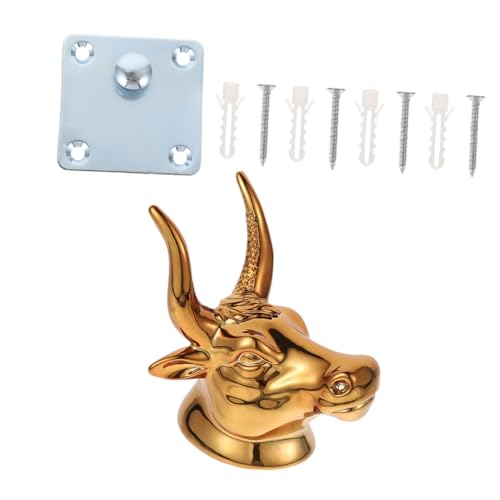 INOOMP Retro Cow Head Wandhaken Vintage Garderobenhaken für Badezimmer Wohnzimmer Tür Einzigartiges Design Vielseitig für Kleidung Hüte Instrumente Einfache Montage Rustikale Wanddeko von INOOMP