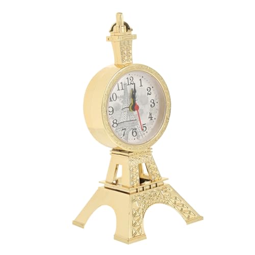 INOOMP Retro Desktop Alarm Clock im Eiffelturm Design Praktische Analoge Wecker für Schlafzimmer und Büro Geräuschloser Stilvoller Nachttisch Wecker in Gold Dekoratives Vintage Modell von INOOMP
