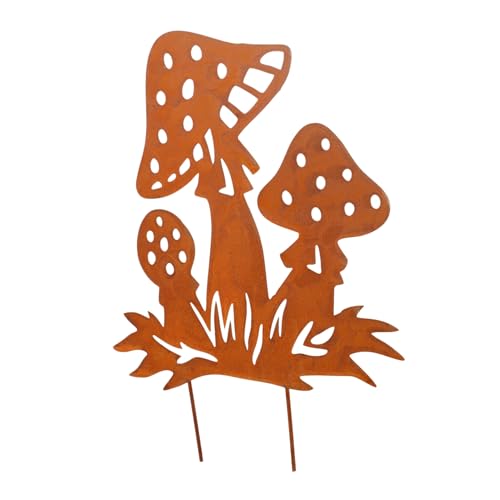 INOOMP Rostige Pilz-gartenstecker Dekorativer Metall-pilz für Garten Balkon und Terrasse Langlebige Gartenfigur mit Kreativem Design für Garten-deko für Gartenliebhaber von INOOMP