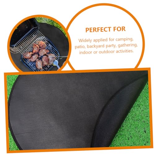 INOOMP Runde Feuerfeste Grillmatte mit Hitzebeständiger Flüssigsilikonbeschichteter Oberfläche Leichte Portable Bodenschutzmatte für Gasgrills Wiederverwendbar Einfach zu Reinigen Lagern von INOOMP