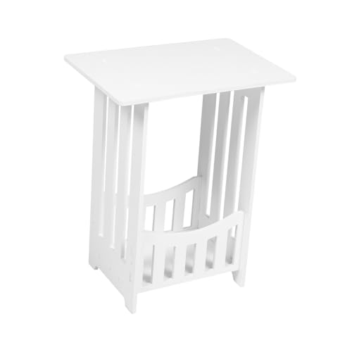 INOOMP Kleiner Nachttisch aus PVC Holzverbundplatte Hohles Design Schmaler Beistelltisch für Schlafzimmer und Wohnzimmer Praktisch und Platzsparend von INOOMP