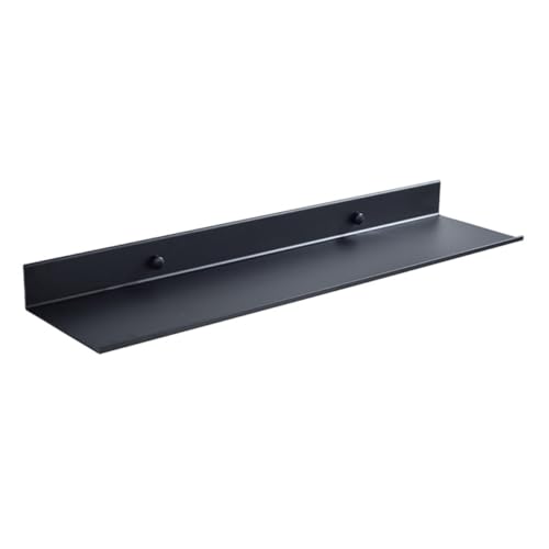 INOOMP Schwarzes Wandmontiertes Badezimmerregal aus Rostfreiem Robustem Aluminium Schlankes Platzsparendes Schwebendes Wandregal für Vielseitige Aufbewahrung in Bad Küche Schlafzimmer von INOOMP
