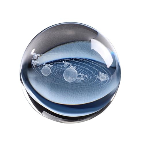 INOOMP Solar System Kristallkugel Modellgravur Glaskugel mit Klarem Planeten Design Dekorative Miniatur für Wohnzimmer Büro für Astronomie Fans von INOOMP