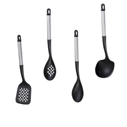 INOOMP Teiliges Kochutensilien Edelstahl und Hitzebeständigem Nylon Ergonomischer Pfannenwender und Löffel Geeignet für Beschichtete Pfannen Vielseitiges Küchenhelfer Müheloses Kochen von INOOMP